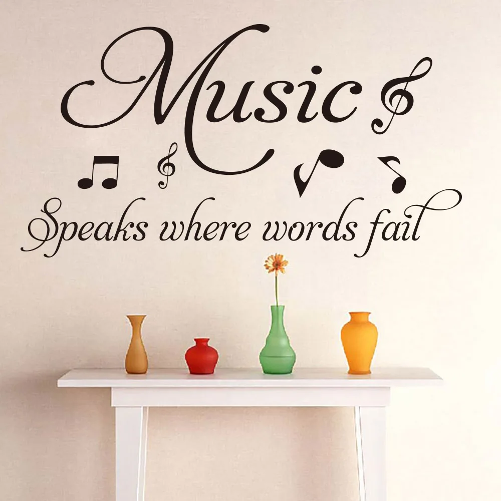 Music Speaks Where Words Fail Quote Wall Sticker Girl Room Bedroom