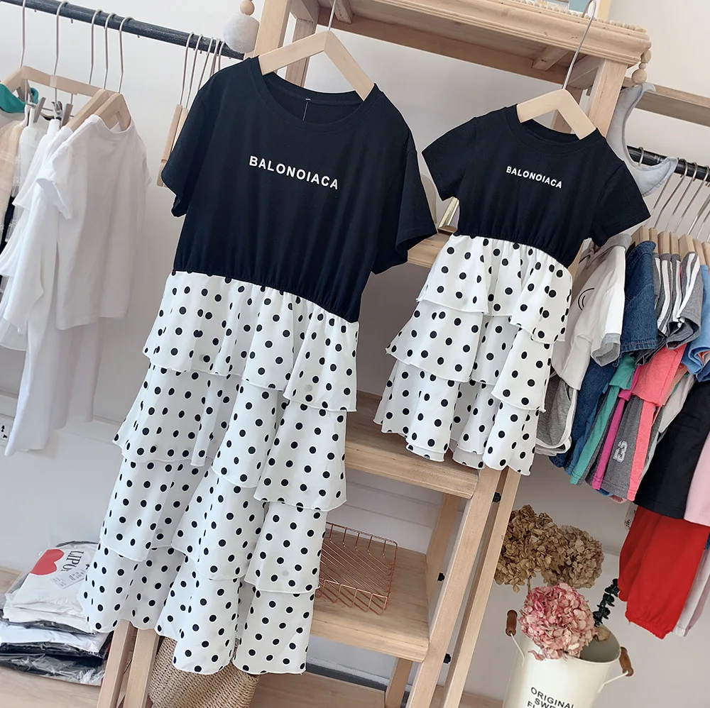 

mommy and me clothes polka dot ruffled mother and daughter dresses family matching outfits look mom mum mama baby girls dress