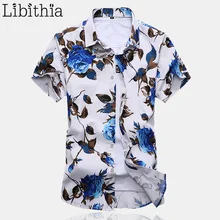 Для мужчин цветочный Рубашки для мальчиков плюс Размеры m-7xl короткий рукав Slim Fit Мягкий Ткань летний Мода г. цвет: черный, Синий Красный Для мужчин одежда G031