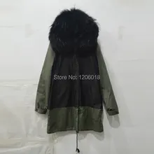 Новая мода Весна и зима пальто с меховым воротником, черное меховое пальто с подкладкой с кожаной курткой парка для женщин