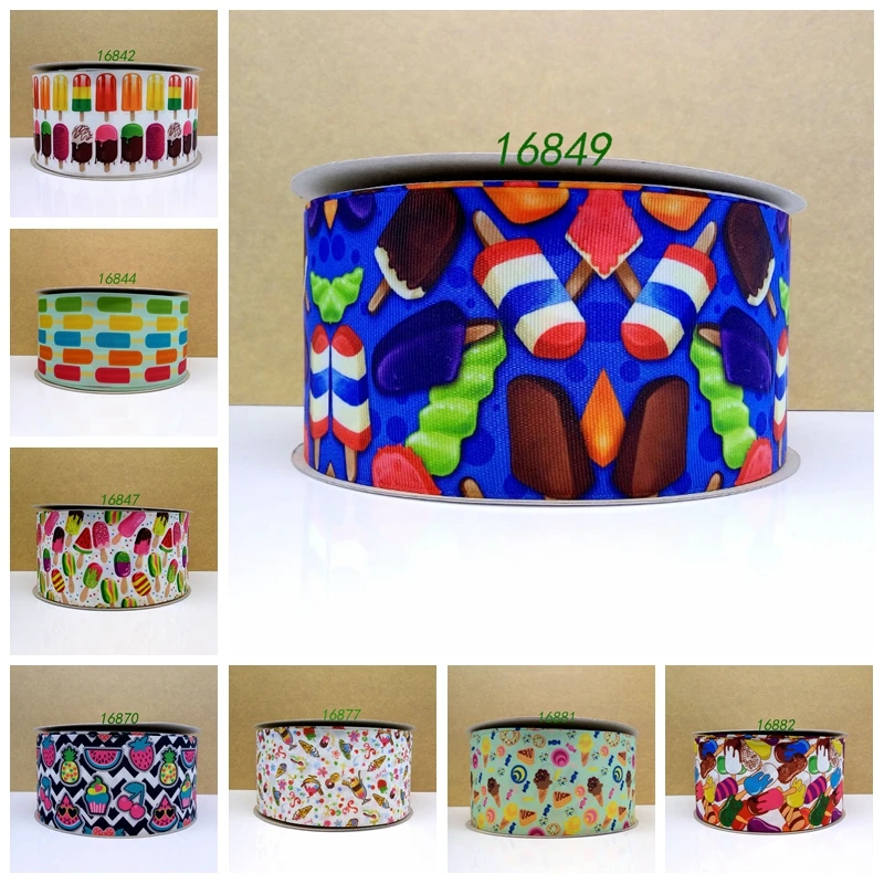 

Free shipping 2016 new arrival ribbons Hair Accessories ice cream cookies ribbon 10 yards printed grosgrain ribbons 16849
