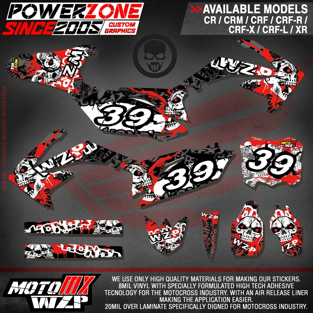 Customized Team Graphics Backgrounds Decals 3M Ghost Stickers For CRF 250 450 R X CRF250 CRF450 CRF250L MX Enduro Dirtbike