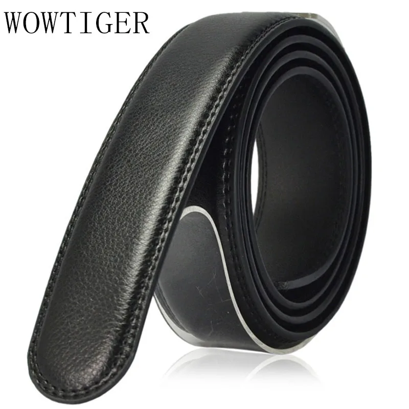 Men&#39;s Luxury Leather Belt Strap without Buckle Brown Black Automatic Ratchet Belt Straps for Men ...