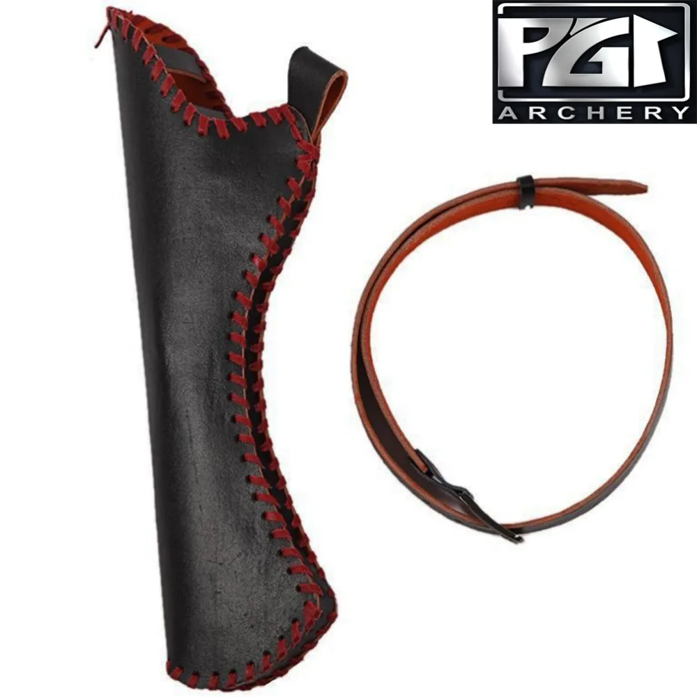 

PG1ARCHERY Traditional Hip Quiver for Arrows, Leather Waist Hanged Arrow Holder with Adjustable Belt Carry Bag for Hunting