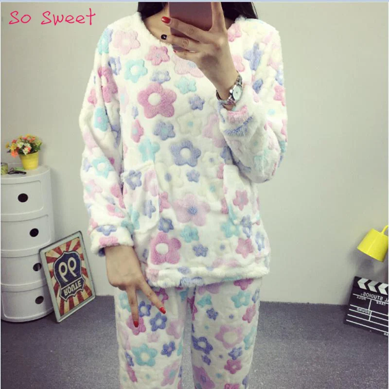 manzana En cualquier momento Planeta Doble Cara de Lana 2015 Invierno de Las Mujeres Conjuntos de Pijama Con  Bolsillo Otoño ropa de Dormir Pijamas Niñas Floral Primark Pijamas Adultos  SL3166|set nail|set pencilset cushion - AliExpress