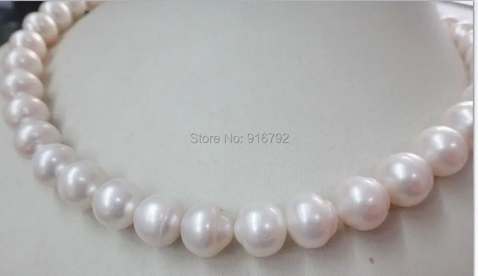 

YH@CS >>>HUGE 18"12x13MM AUSTRALIAN SOUTH SEA NATURAL WHITE NUCLEAR PEARL NECKLACE AAA