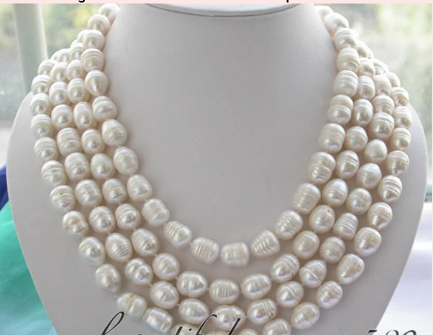 

FREE SHIPPING z3003 long 80" 14mm white rice freshwater pearl necklace (A0511)