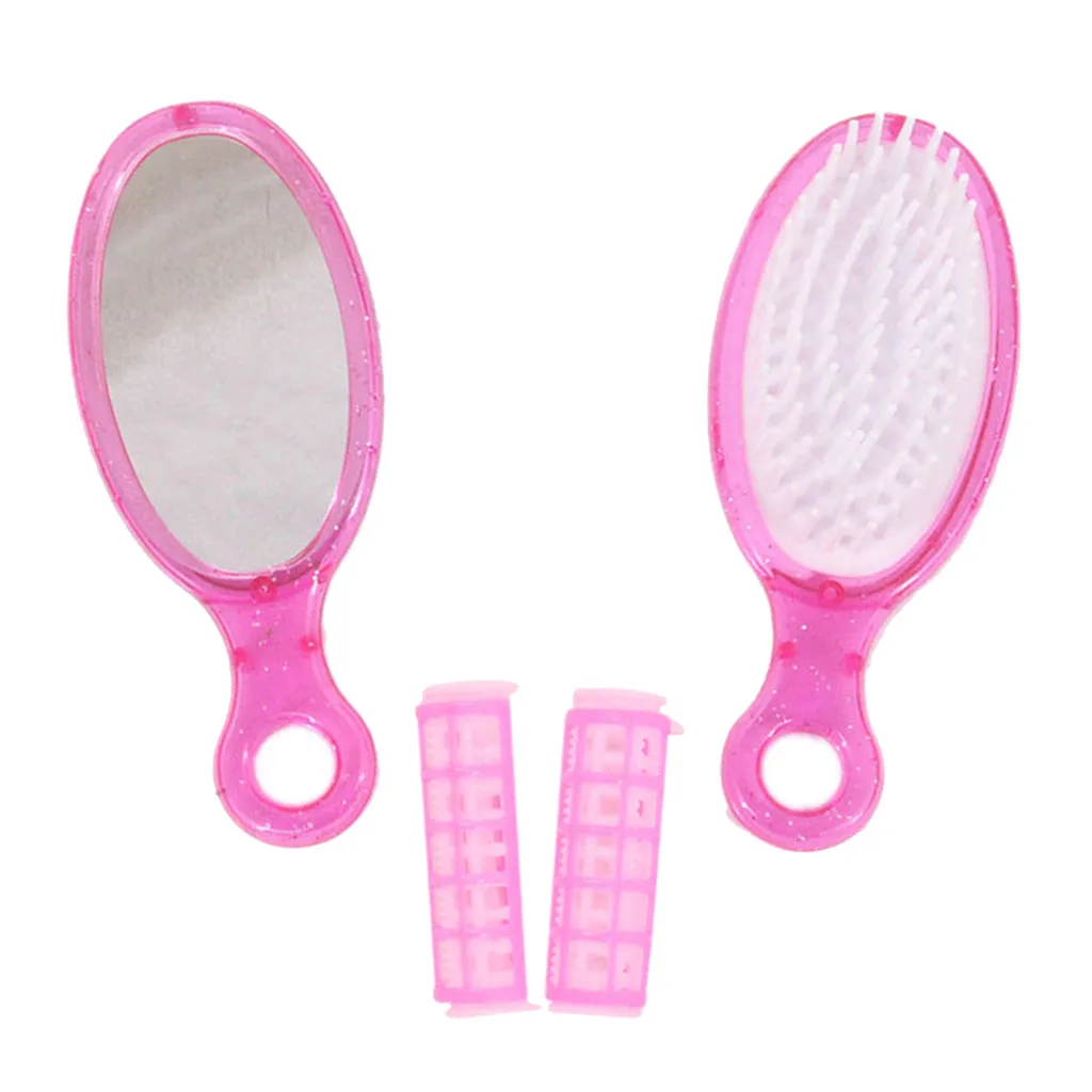 Baby doll Adorable Plastic Hair Roller Curler Brush Mirror Stylist Play Set for American Doll & Other 18-inch Dolls Accessories