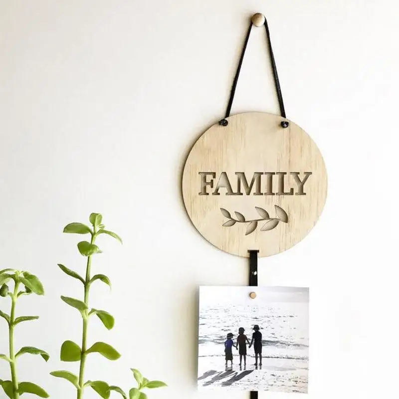 Estilo nórdico fotos de madera colgador de almacenamiento Clips para el cabello de bebé decoración de pared adorno mis bonitos Clips/familia VQW5682