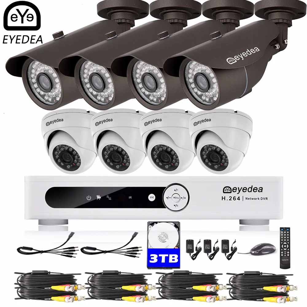 

Eyedea 16 CH Remote Access DVR 2.0MP 5500TVL CMOS Bullet Dome Outdoor Night Vision Surveillance CCTV Security Camera System 3TB