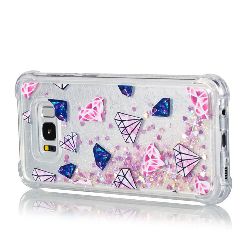 Liquid Case for Samsung Galaxy A6 A8 Plus 2018 S8 S9 Plus S6 S7 Edge Note8 Note9 S5 S6edge Glitter Love Silicone PC Full Cover (26)