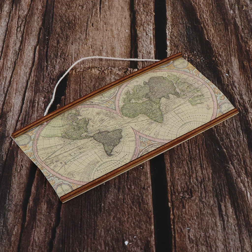 Miniature Vintage Big Map of the World for 1/6 1/12 Scale Dollhouse Room Wall Ornament Dollhouse Wall Decoration Accessory