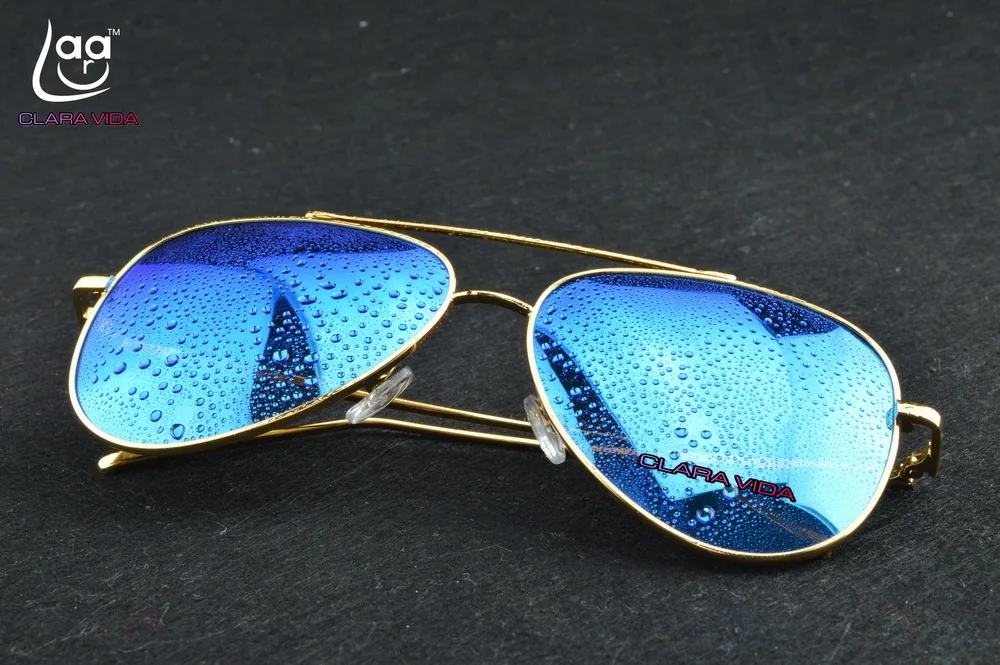 Clara Vida авиа навигация пилот стиль зеркало Ледяной Синий настоящий поляризованный uv400 uv100% мужские и женские Супер популярные солнцезащитные очки