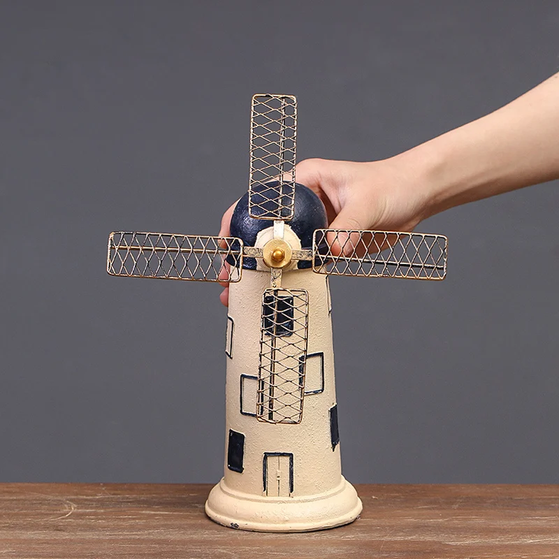 

Nostalgic Creative Windmill Resin Furnishing Article Model Home Decoration Miniatures for Coffee Shop Office Home Bar Pub Club