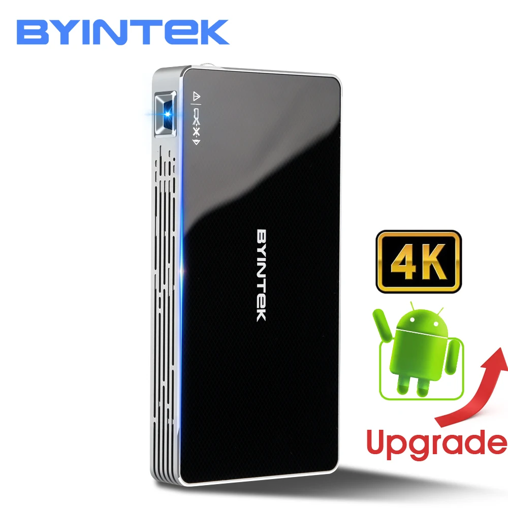 BYINTEK UFO MD322 휴대용 스마트 홈 시어터 포켓 안 드 로이드 7.1.2 가득 차있는 HD1080P MAX 4K HDMI를위한 OS Wifi 소형 HD LED 영사기