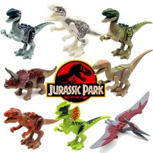 8pcs Jurassic World Park Minifigures Dinosaur Bricks Mini Figures Building Blocks Super Heroes baby Compatible With Legoe toys
