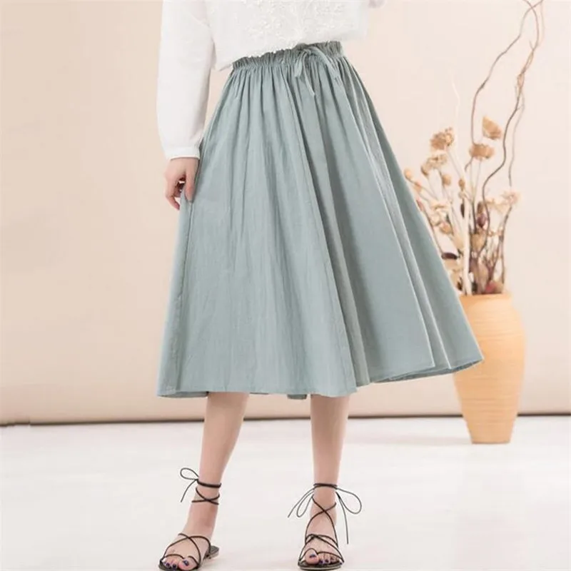 

Hot Fashion Breathable Skirt Women New Arrival 2019 Summer Cute Casual Knee-Length High Waist Pleated Skirt Plus Size 5XL7XL