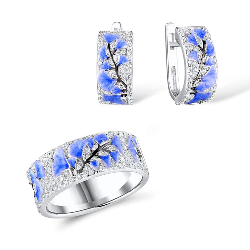 Роскошный бренд цветок палец модные свадебные ювелирные изделия серебряный цвет элегантные фиолетовые Morning Glory кольца для женщин O5M334