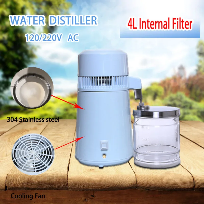 

110V/220V 4L Pure Water Distiller Stainless Steel Home Water Filter Distilled Water Machine Dental Distillation Purifier Equipme