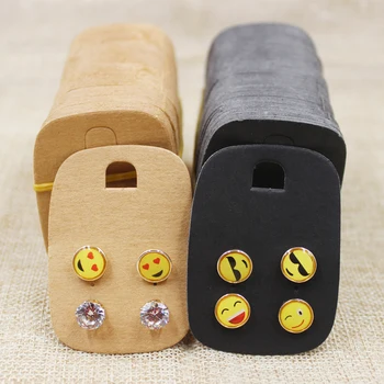 

300pcs 6*4.3cm 2018 hot sale new paper blank black /kraft studing earring display card cardboard jewelry show tag packing card