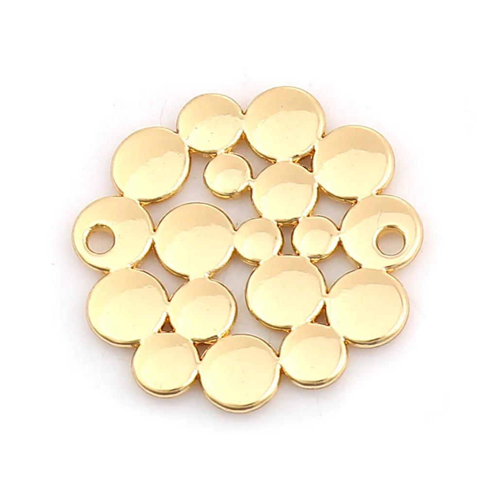 

DoreenBeads Zinc Based Alloy Connectors Round Gold Silver Tone Hollow Style DIY Charms 22mm( 7/8") x 21mm( 7/8"), 10 PCs