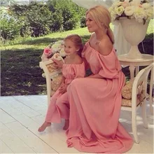 Mother daughter dresses 2017 strapless chiffon mother daughter dresses matching mommy and me clothes family look mother daughter