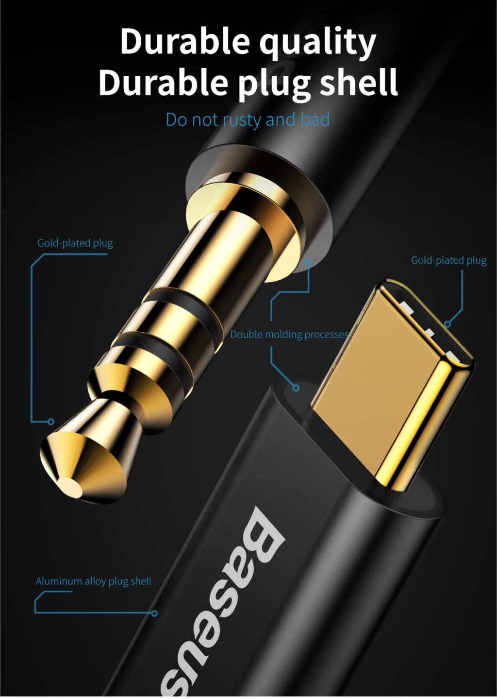 Baseus USB Type C vers 3.5mm Adapteur Audio Aux Jack-5
