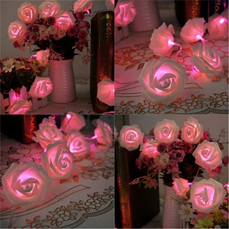 ECLH розовый цветок Гирлянда светодиодный свет 20 светодиоды гирлянда Рождественские украшения для дома День Святого Валентина Сказочный свет