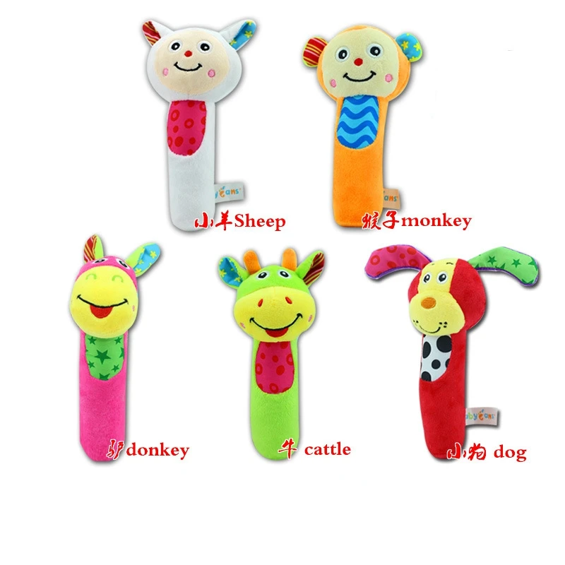 3pcs lot Baby Plush Toy Rattles Soft Hand Bell Animal Model Infant 0 36 Months Soft 2