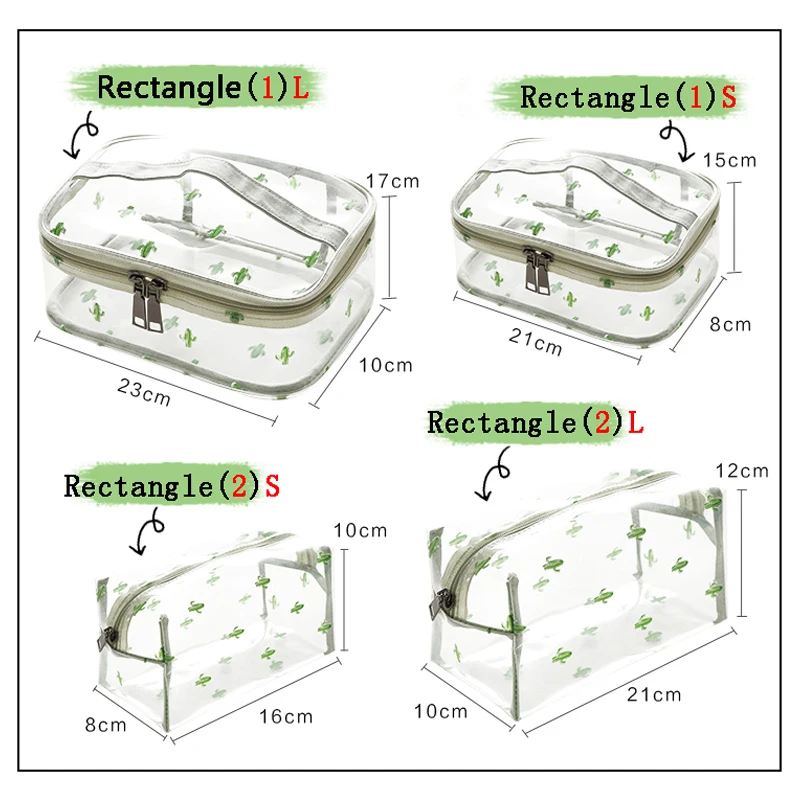 QIAQU PVC الصبار نمط أكياس صغيرة تجميلية حقيبة مستحضرات تجميل النساء السفر المنظم التخزين المهنية فرشاة حافظة للمكياج الجمال