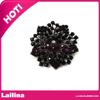 

Gun Plated Black Rhinestone Crystal Diamante Large Starfish Flower Bouquet Brooch Pins