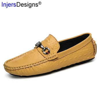 

Comfortable Loafers Men Casual Shoes Slip-On Breathable Flats Soft Moccasins Metal Fashion Boat Shoes Men Gommino Driving Shoes