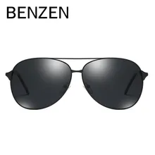 Бензола поляризованных солнцезащитных очков Для мужчин Винтаж пилотные мужские солнцезащитные очки Классический пилот вождения очки черного цвета с Чехол 9031