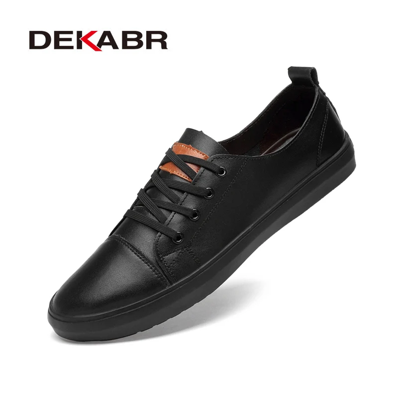 DEKABR/Мужская обувь из натуральной кожи; мужская повседневная обувь на шнуровке; Новинка года; модная дышащая мужская обувь; сезон весна-осень; размеры 38-46 - Цвет: Black