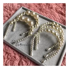 Girlgo 2 Piece Set Simulated Pearl Hairbands For Women Luxury Pearl Hairwear & Earrings Girl Bridal Party Hair Hoop Jewelry
