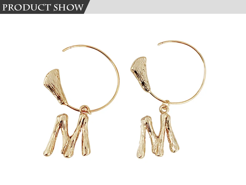 Новые модные роскошные преувеличенные серьги-кольца из металлического сплава с буквами для женщин, европейские модные ювелирные изделия