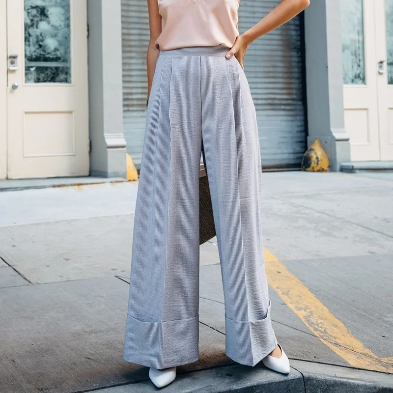 NANASTYLE Summer Casual Striped Trousers for Women High