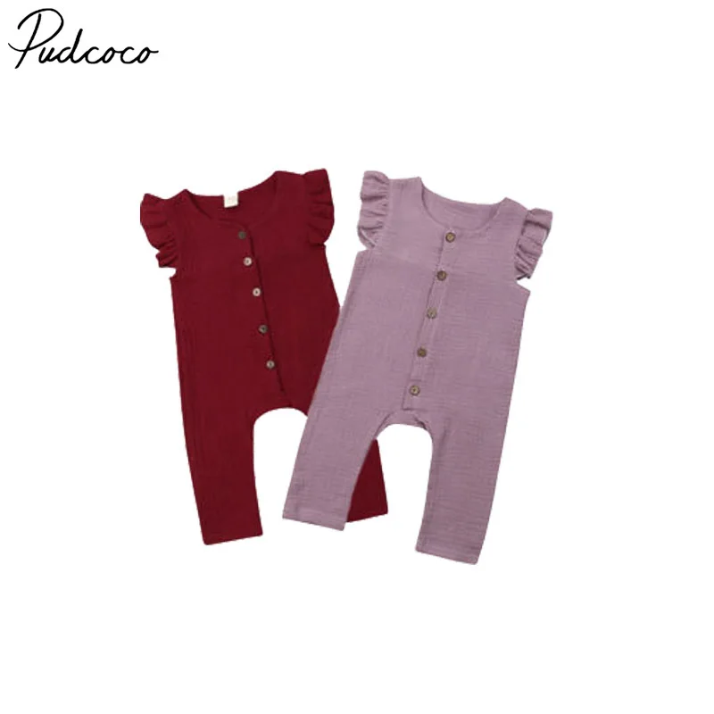 

New Newborn Infant Baby Girls Pure Color Romper Jumpsuit Outfits Playsuit