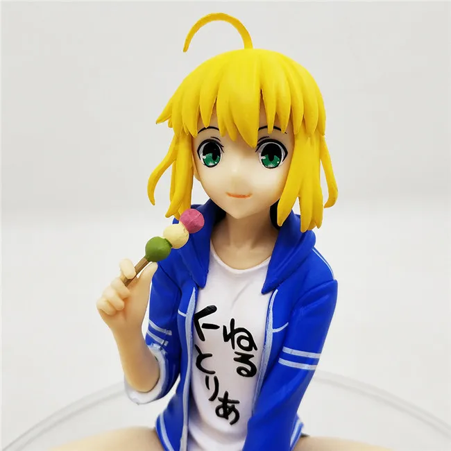 Anime Figures 11CM Fate Grand Order Saber Altria Pendragon Eat Meat Balls Ver PVC Figure Collectible Model Toy Doll Gift