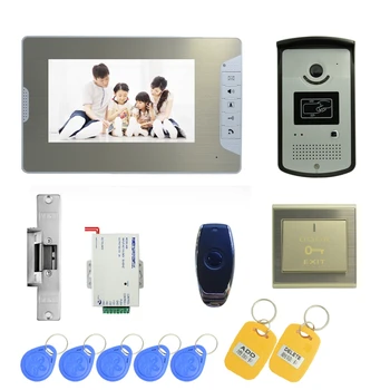 

Free Shipping DHL 7 Inch Video Door Phone Door Bell Intercom Color Monitor Access Control Exit button Remote Unlock RFID key