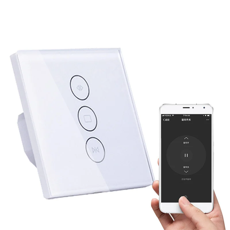EU Wifi touch curtain switch wall switch voice control by Alexa /Google  phone control For Electric curtain motor smart home