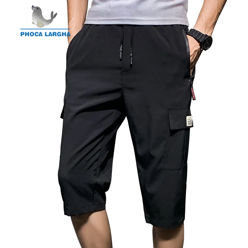 Новинка, мужские одноцветные шорты, повседневные мужские военные карго шорты до колен, мужские летние шорты, мужские брюки размера плюс