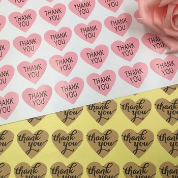 

600pcs/lot Pink heart " Thank you" Sticker Labels Seals Gift stickers for Wedding seals Envelope label