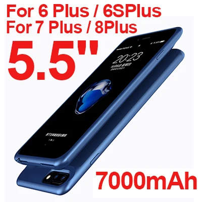 5000 мА/ч 7000 мА/ч ультра тонкий чехол для iPhone 6, 6s, 7, 8 plus, Дополнительный внешний аккумулятор, запасное зарядное устройство, чехол для телефона для iPhone - Цвет: Blue i6(s)P i7P i8P
