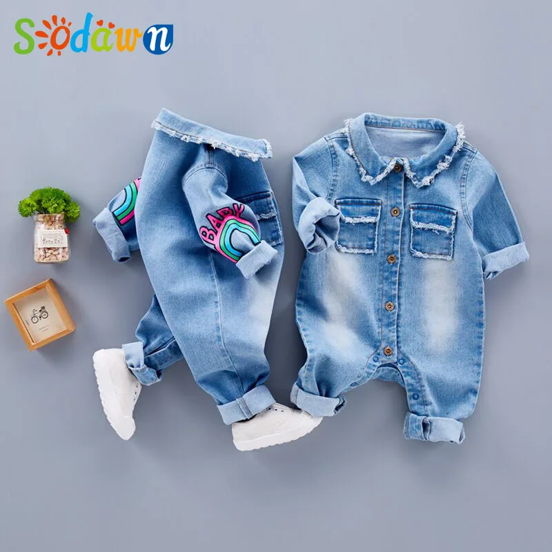 Sodawn 2017 Infant Clothes Unisex Baby Clothing Cute Giraffe Rainbow Baby Long Sleeve Jumpsuits Suit Fashion