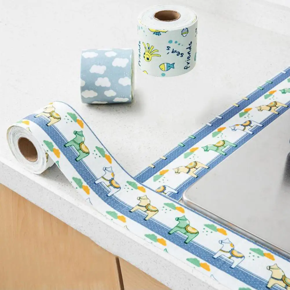 

Cartoon Horse Fish Cloud Water Absorb Kitchen Bathroom Sink Edge Sticker Tape Set