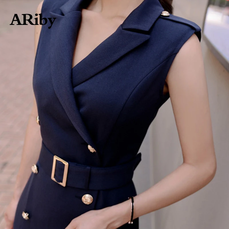 Dress Women Party Black Bodycon Dress 2019 Summer New Elegant Double-breasted Solid Suit Collar Bag Buttock Sashes Slim Dress Dress Women Party Black Bodycon Dress 2019 Summer New Elegant Double-breasted Solid Suit Collar Bag Buttock Sashes Slim Dress