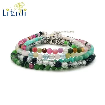 

LiiJi Unique Natural 3mm Sparking Tourmalines Labradorite Moonstone Rhodochrosites Bracelet For Women or Men Daily Wear