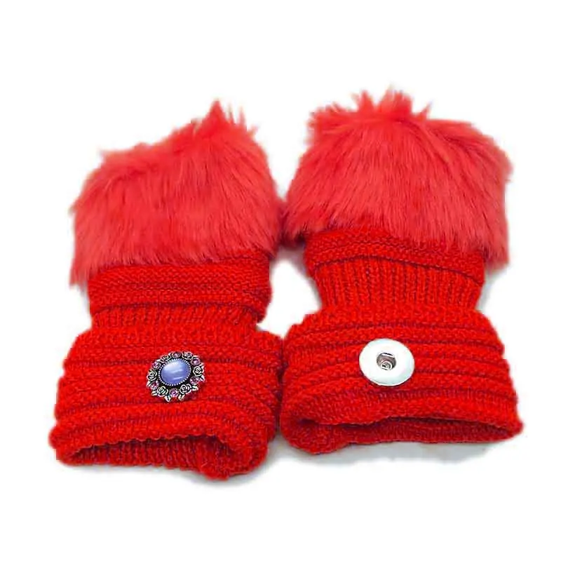 Зимние перчатки без пальцев 005 Fit 18 мм Кнопка модные аксессуары Подвески Ювелирные изделия для женщин подростков девочек Рождественский подарок - Цвет: red
