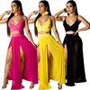 2022 Sexy Summer Two Piece Set Dress Women Chiffon Maxi Dress Ladies Sleeveless Beach Sundress Formal Evening Party Long Dresses ► Photo 2/6